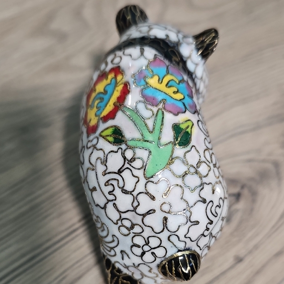 Elegant Cloisonné Panda Figurine - Black, White, Gold - Picture 6 of 6